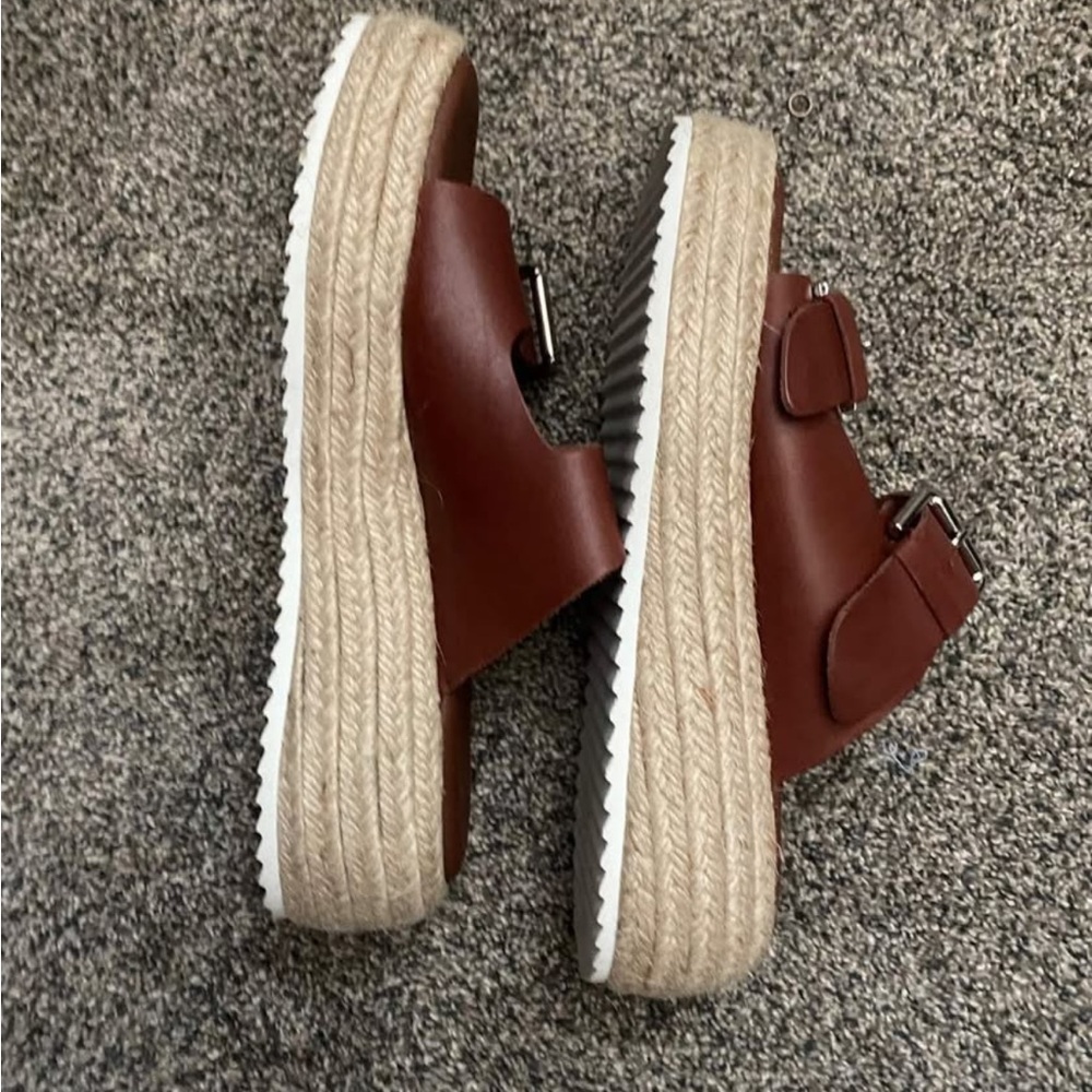 Anthropology double buckle platform shoes